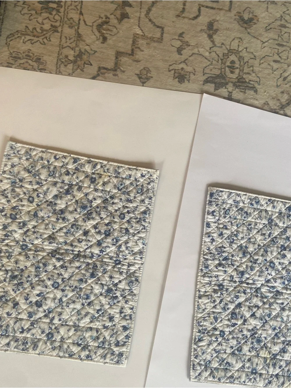 Valdrôme Provençal 4 Placements in Blue Floral Quilted Placemat’s.